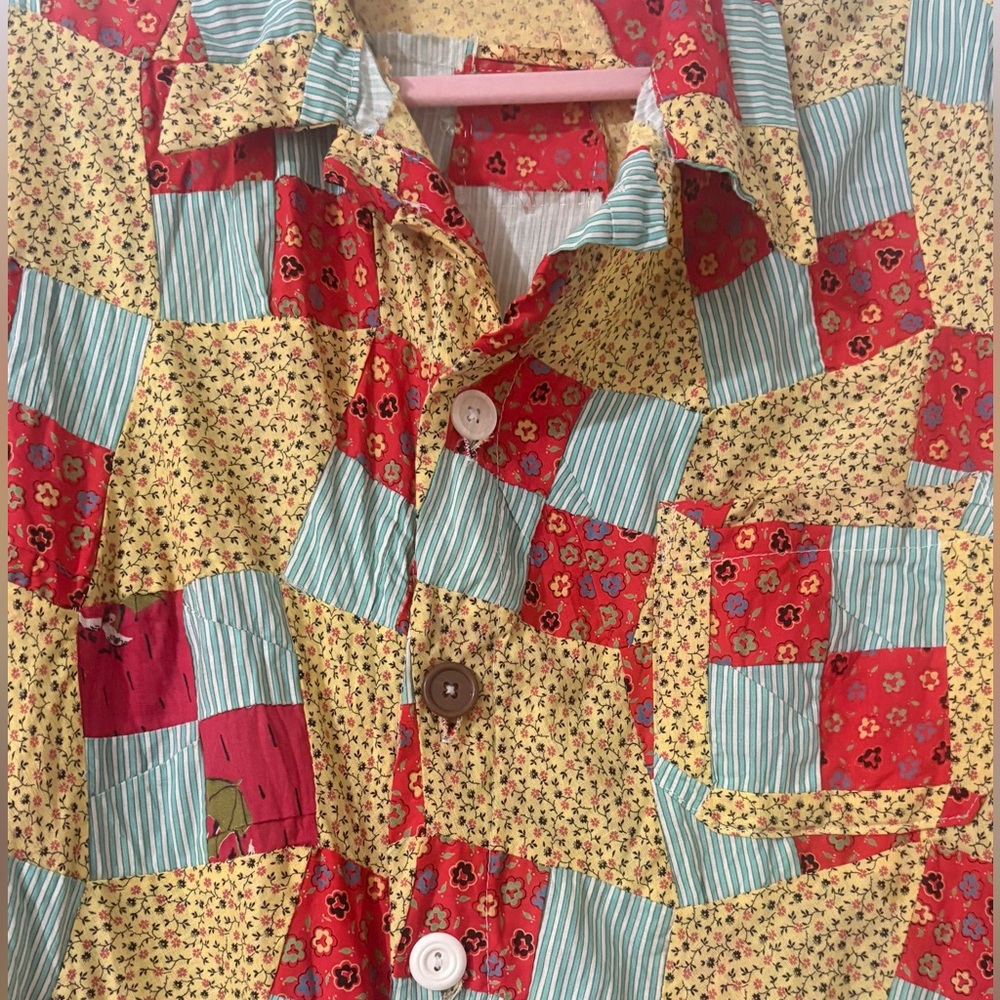 Patchwork Button Down Shirt - Multicolor - image 4